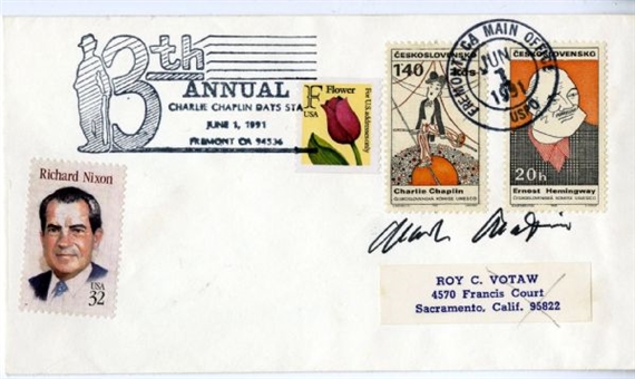 Charlie Chaplin Signed Postal Cover